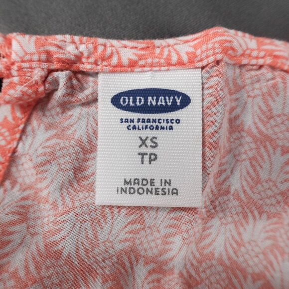 Old Navy Womens Tank Top XS Peach Ditzy Pineapple Flowy Split Back Flowy Casual - Picture 7 of 12